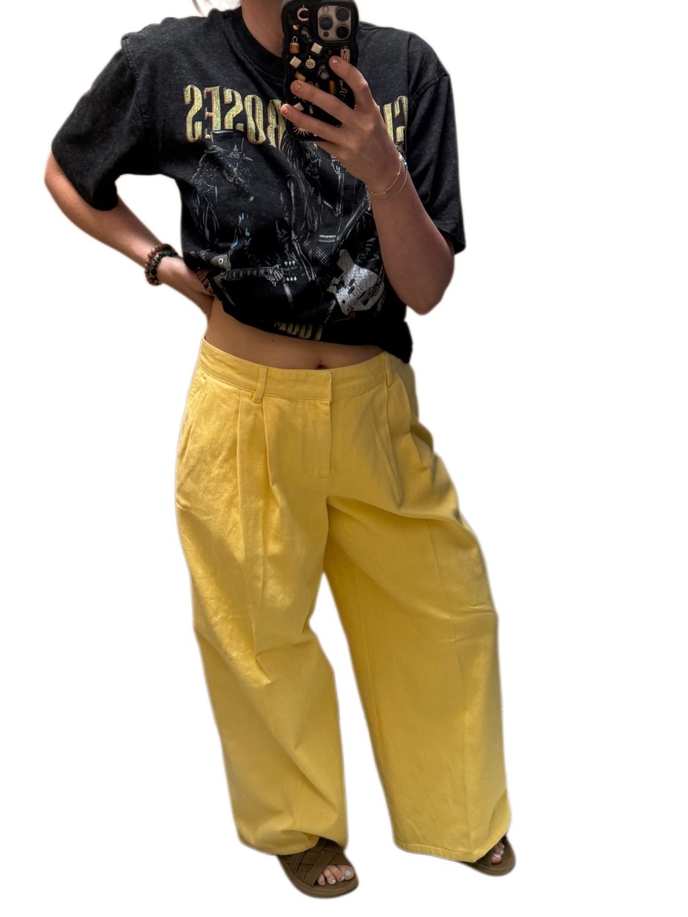 New avec les filles High-Waist Wide Leg Women's Pants in Bright Yellow